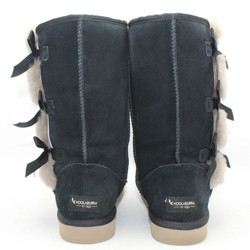 Koolaburra by UGG Victoria Tall Black Suede Bow Boots 1015875 Womens‎ 9